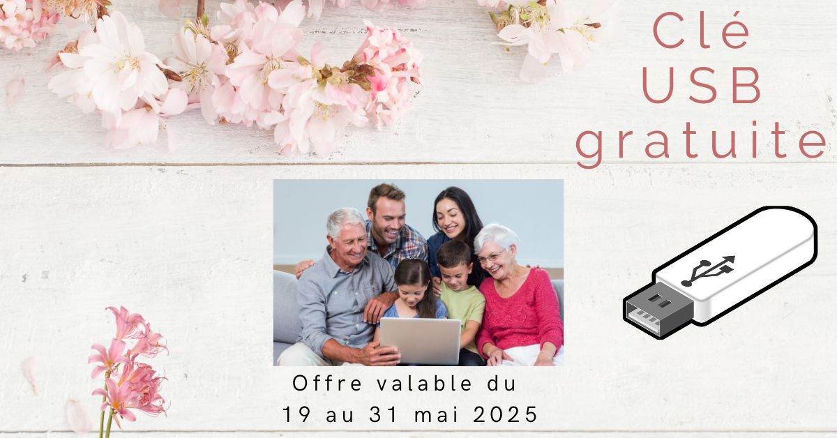 Promotion, clé USB gratuite. Offre valable du 19 au 31 mai 2025