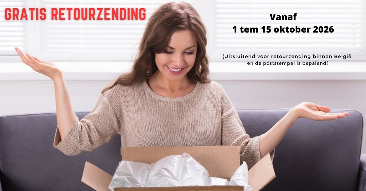 Gratis verzending 1 tot en met 15 oktober 2026.